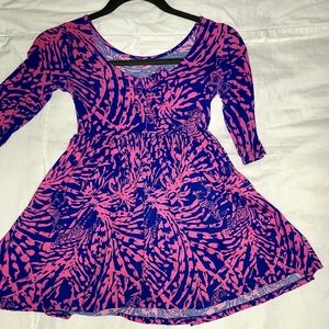 Lilly pulitzer girl dress 7-8 m pink and blue zebra